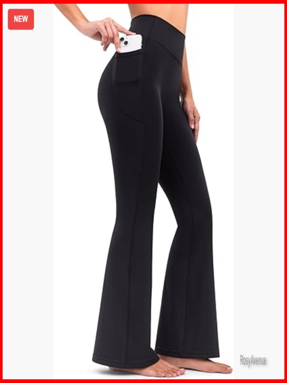 High Waisted Flare Leggings with Pockets No Front Seam